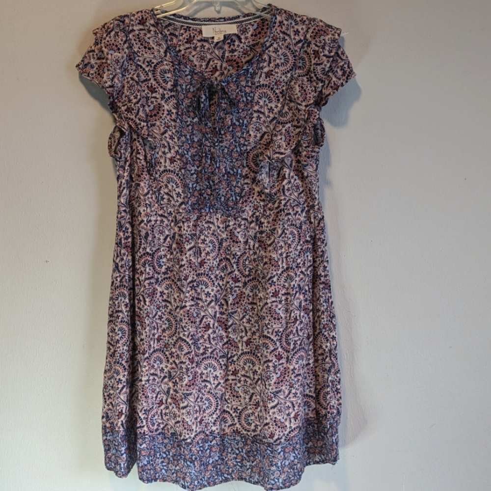 Nurture by Westport floral dress short sleeve tie neck sz M cottagecore feminine